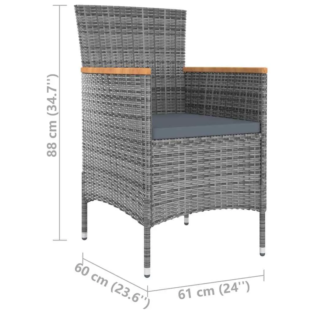 Outdoor Dining Set 5 Piece PE Rattan Garden Furniture Steel Frame Grey Cushions
