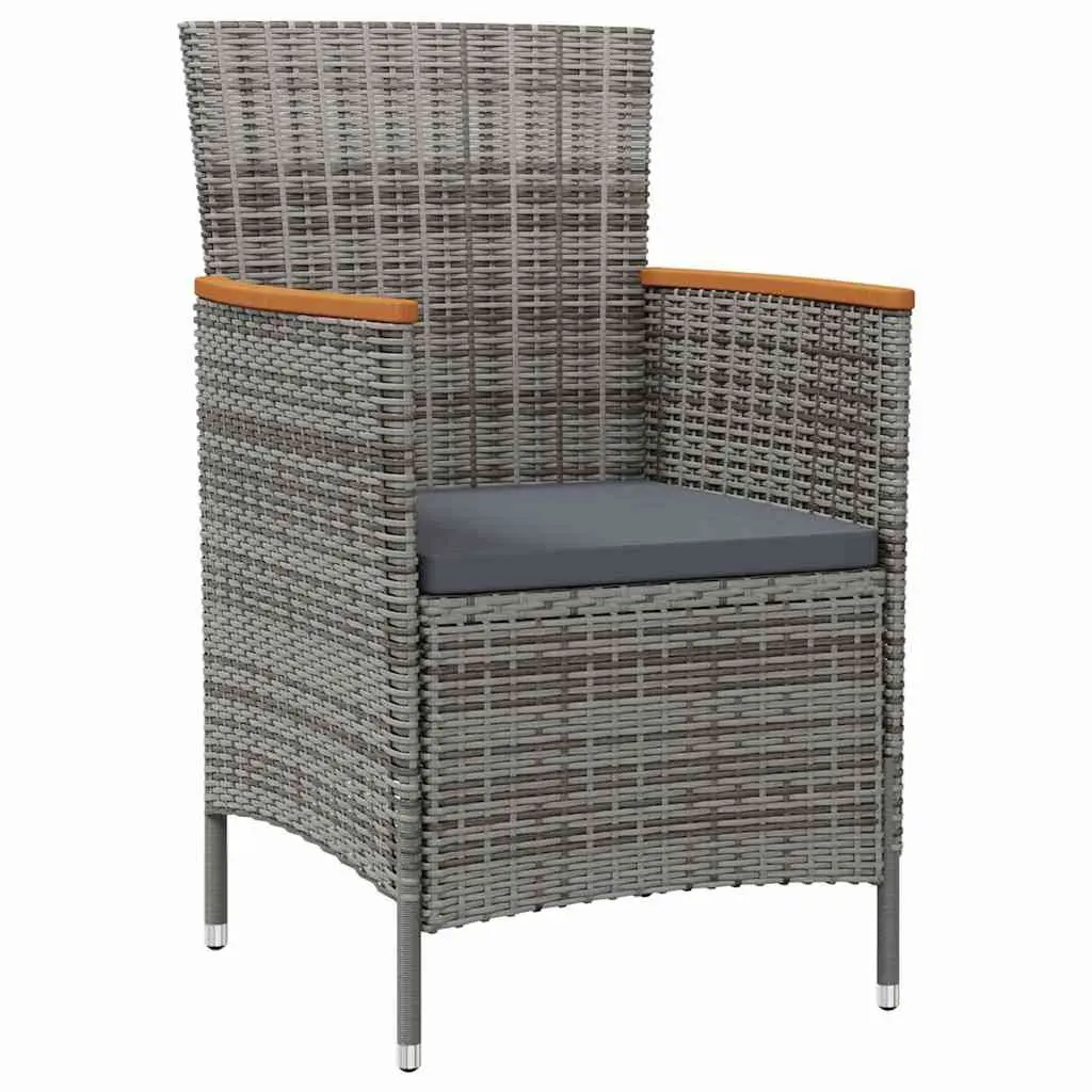 7 Piece Outdoor Dining Set in Grey Poly Rattan