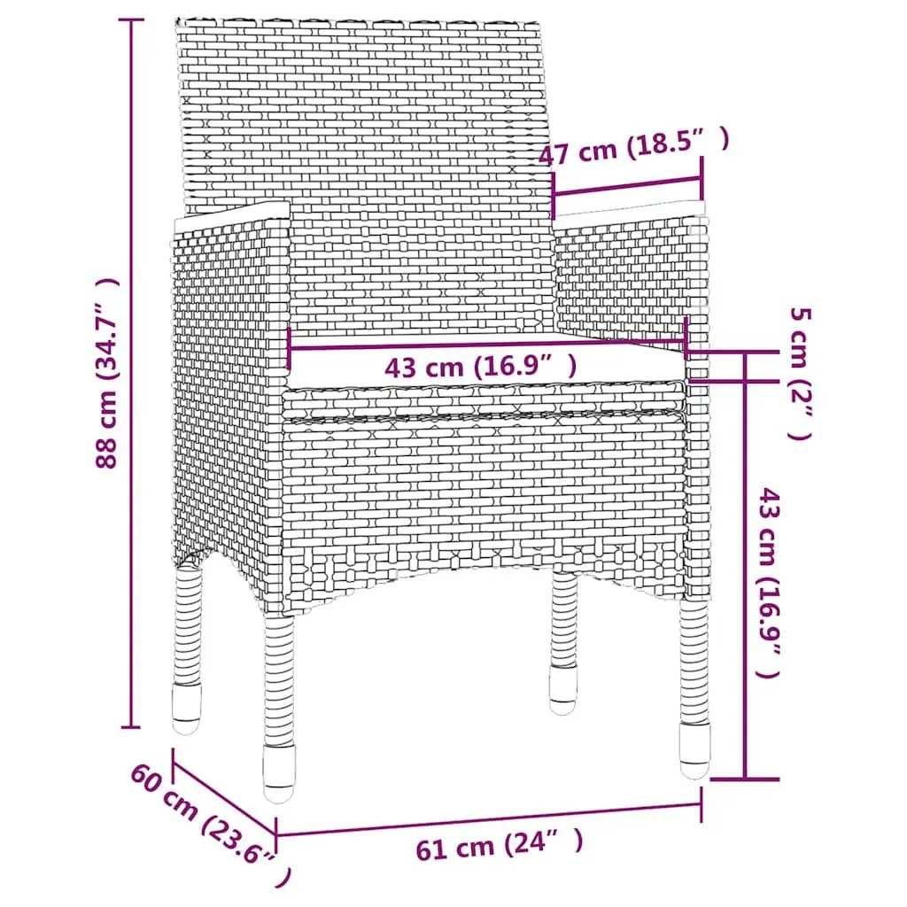 7 Piece Outdoor Dining Set in Grey Poly Rattan