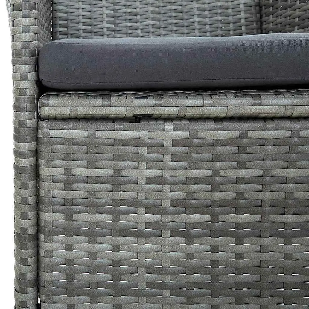 Outdoor Dining Set 9 Piece Grey PE Rattan with Cushions