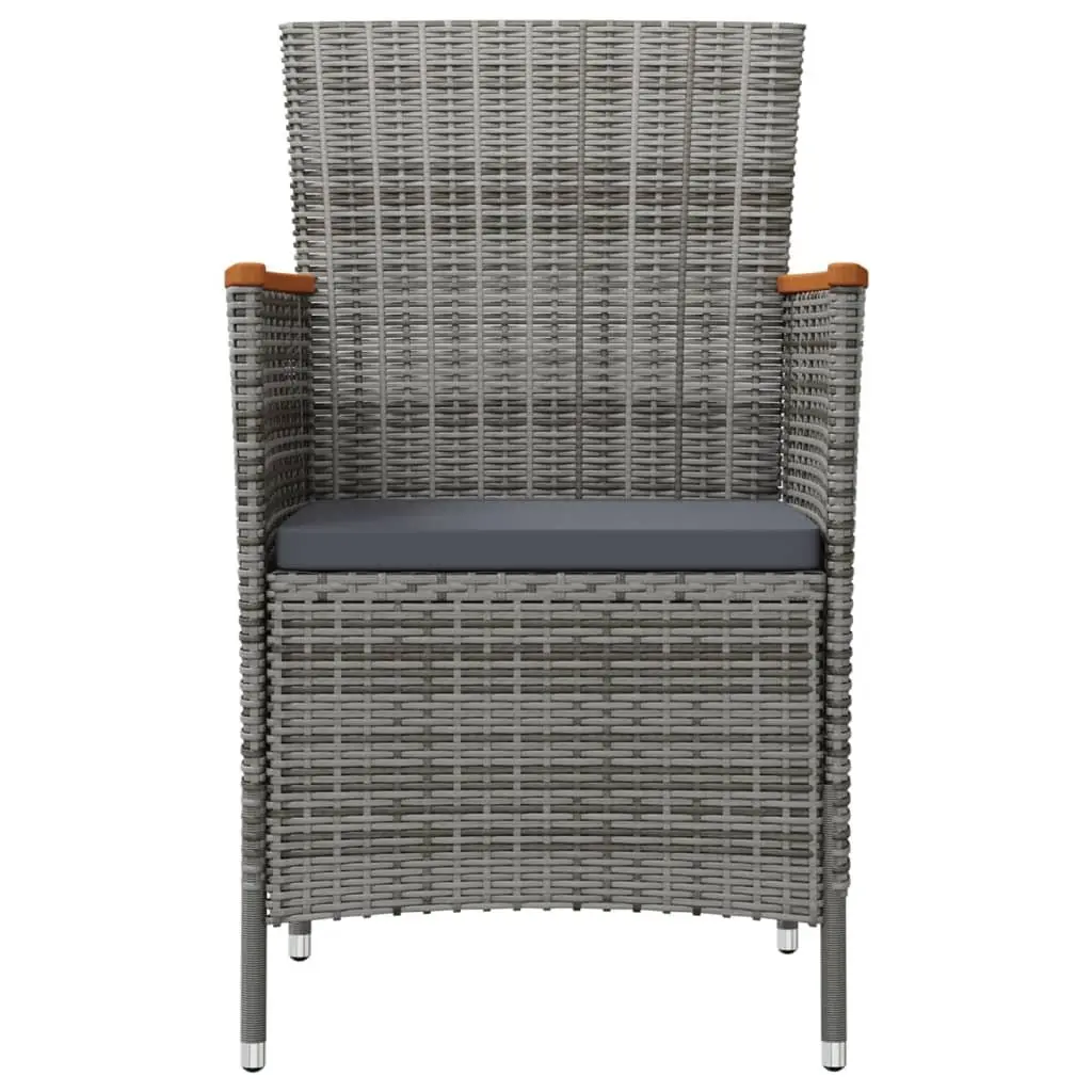 Outdoor Dining Set 11 Piece Poly Rattan Grey Cushions Steel