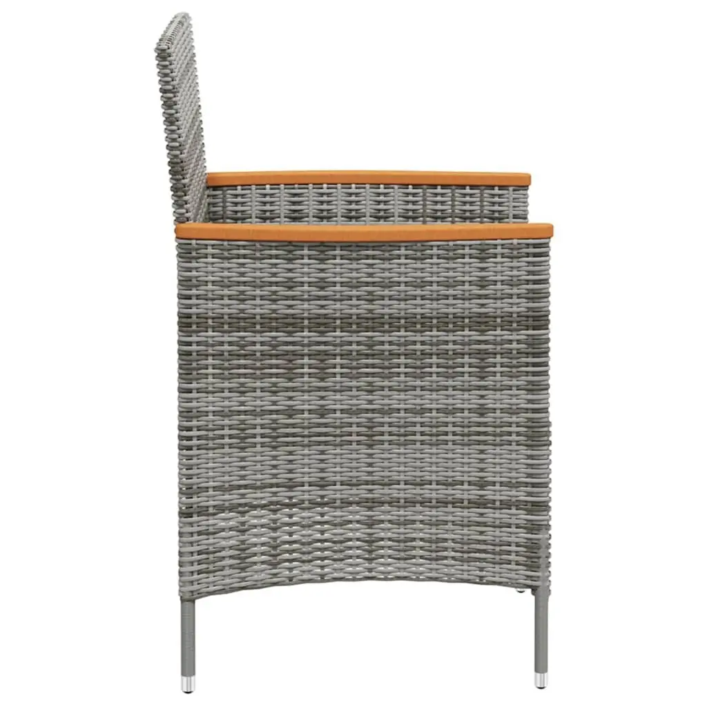 Outdoor Dining Set 11 Piece Poly Rattan Grey Cushions Steel