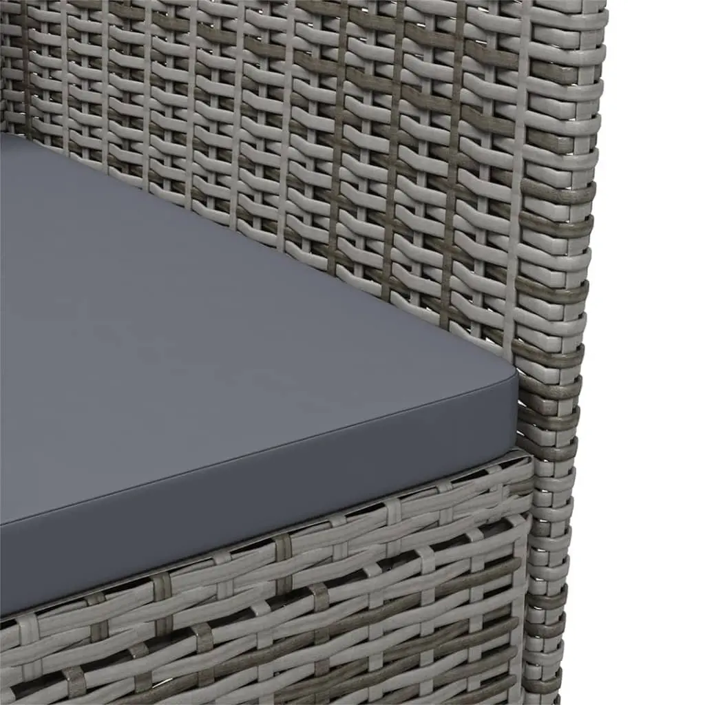 Outdoor Dining Set 11 Piece Poly Rattan Grey Cushions Steel