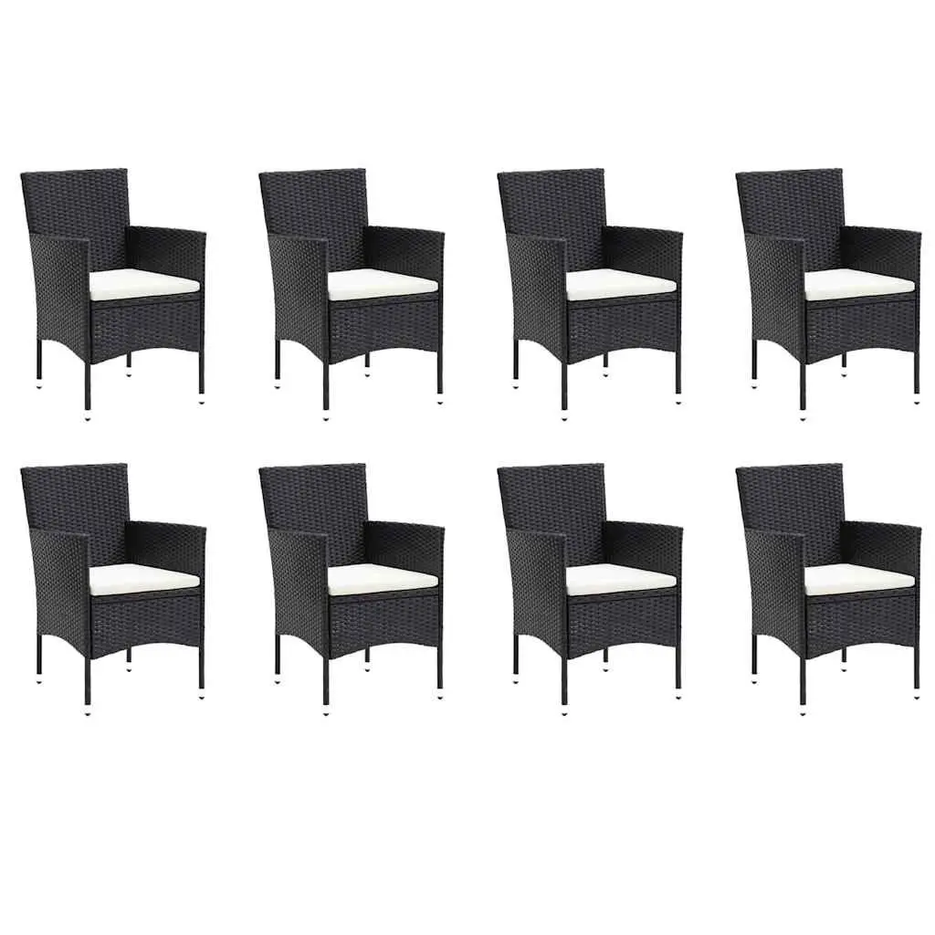 Garden Dining Set 9 Piece Outdoor Patio Table Chairs PE Rattan Black Cushions