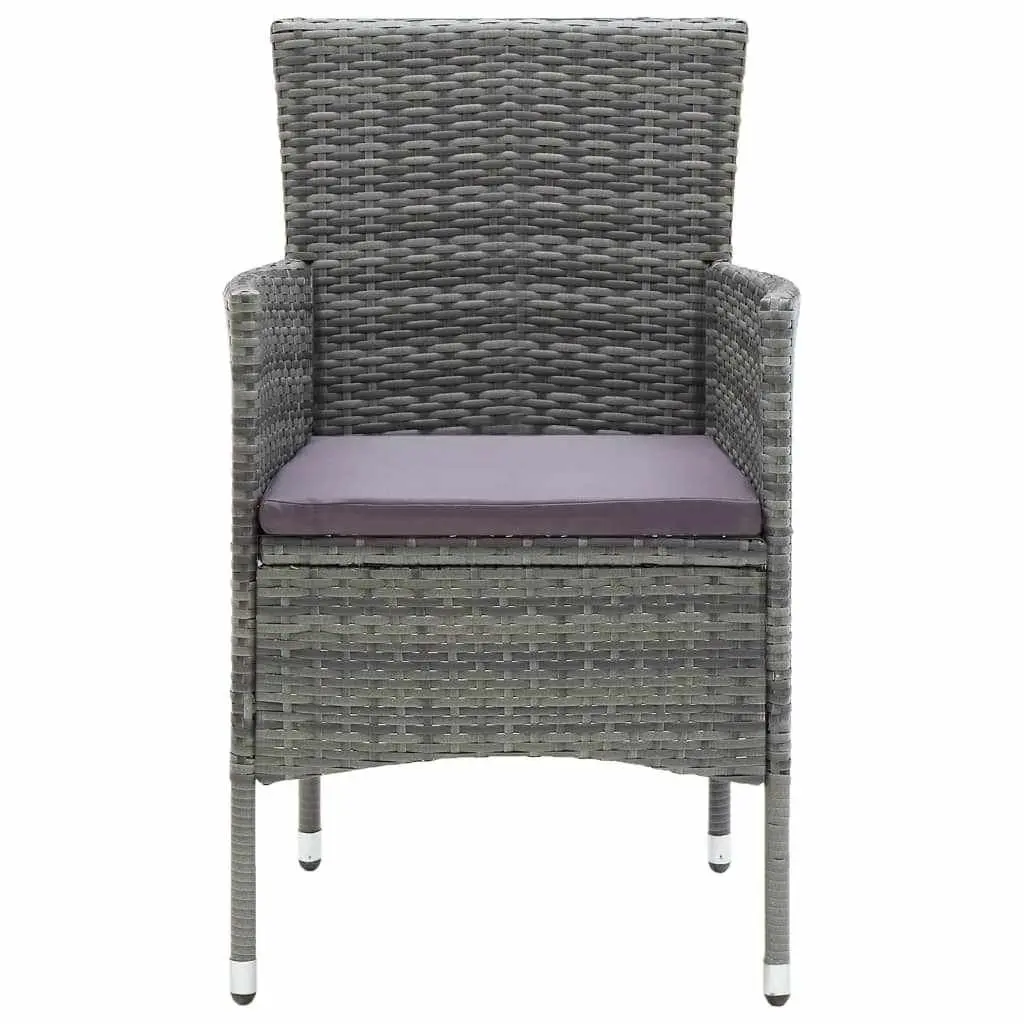 Garden Dining Set 9 Piece Outdoor Patio Furniture Grey PE Rattan Steel Frame Glass Top