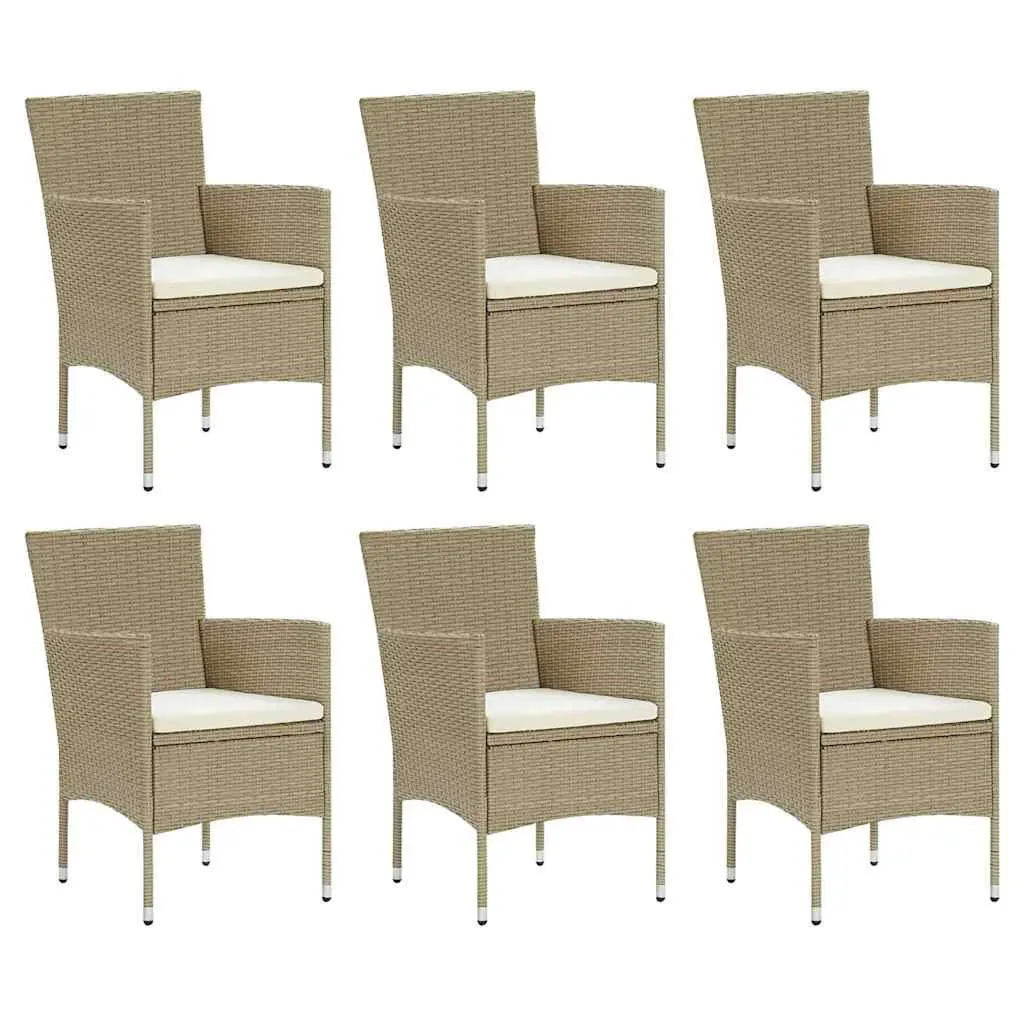 Garden Dining Set 7 Piece Outdoor Furniture Patio Table Chairs Cushions Beige
