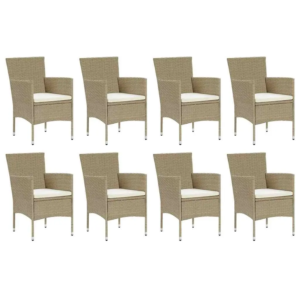 Outdoor Dining Set 9 Piece Patio Furniture PE Rattan Beige with Cushions