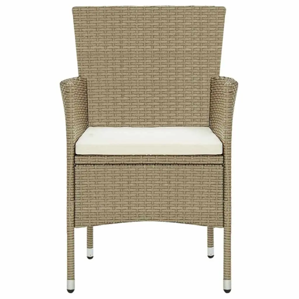 Outdoor Dining Set 9 Piece Patio Furniture PE Rattan Beige with Cushions