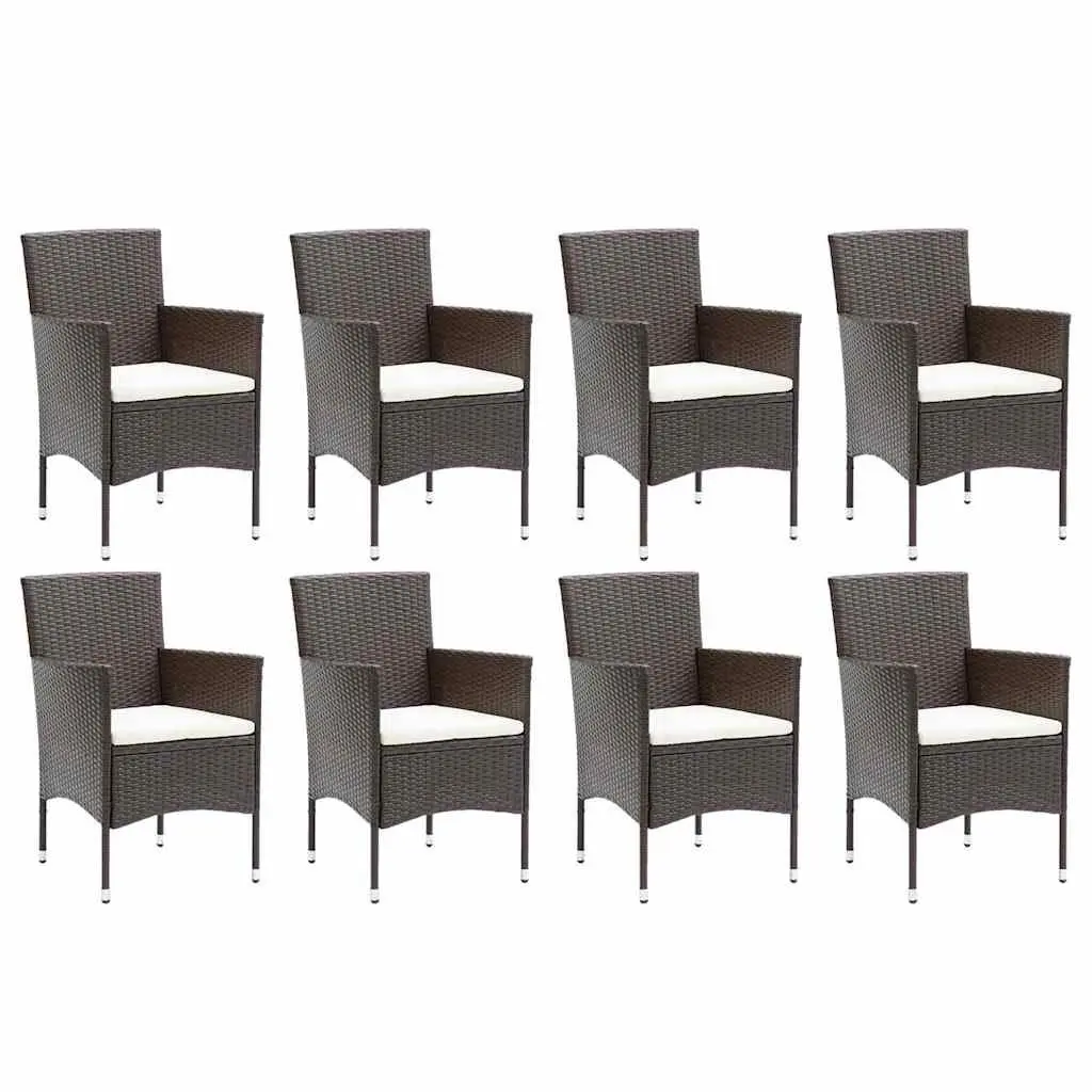 Garden Dining Set 9 Piece Outdoor Patio Furniture PE Rattan Brown with Cushions
