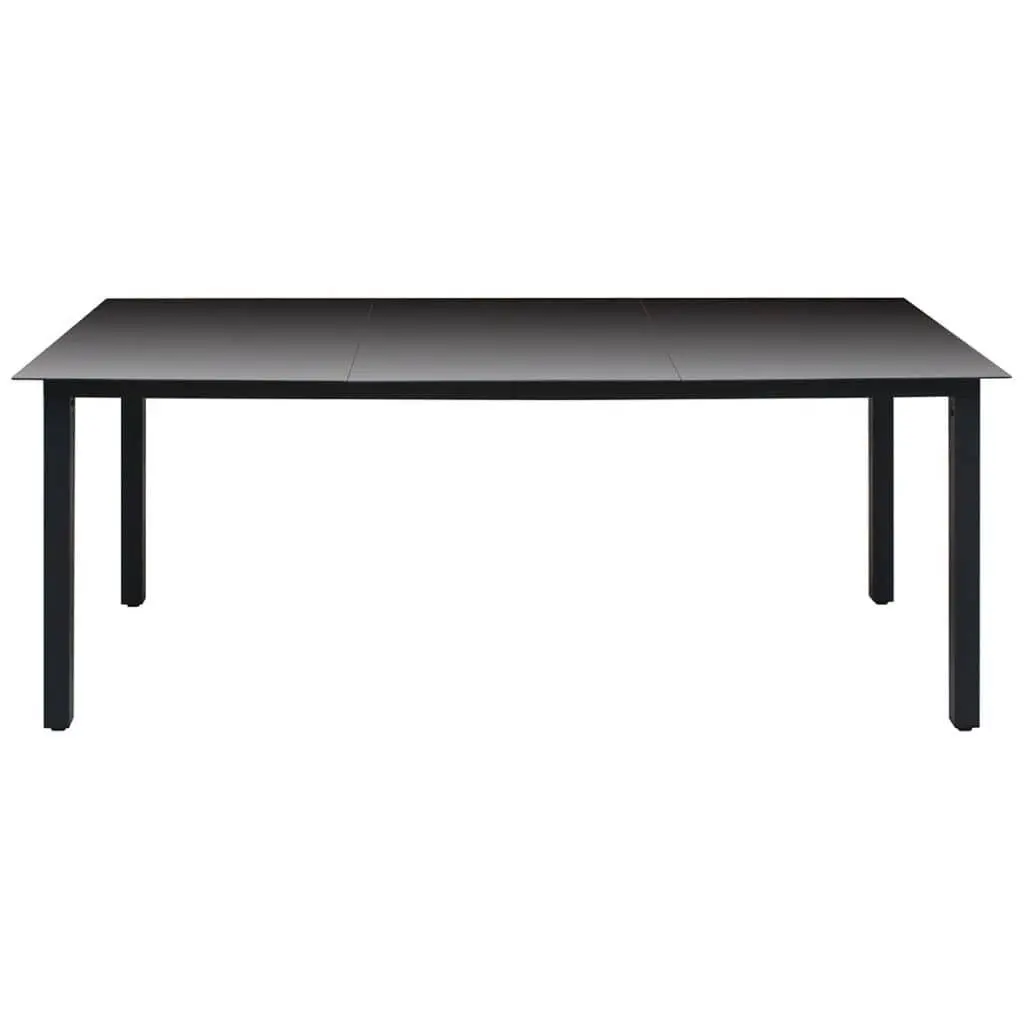 9 Piece Garden Dining Set PE Rattan Steel Frame Glass Top Black with Cushions