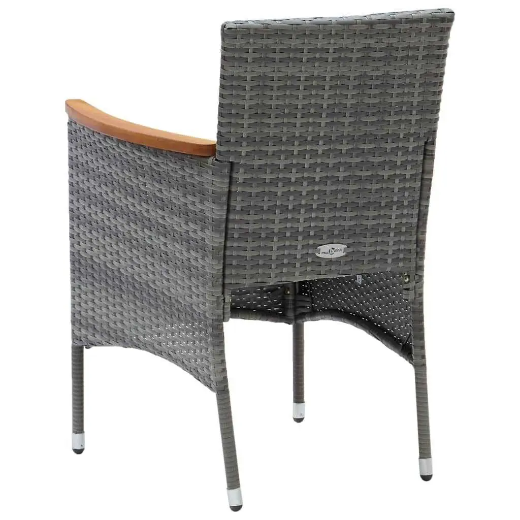 Garden Dining Set 5 Piece Outdoor Patio Furniture PE Rattan Grey Chairs Table