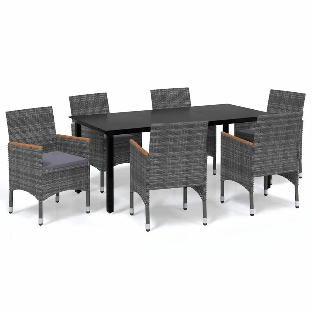 Garden Dining Set 7 Piece Outdoor Furniture Patio Table Chairs Cushions Grey