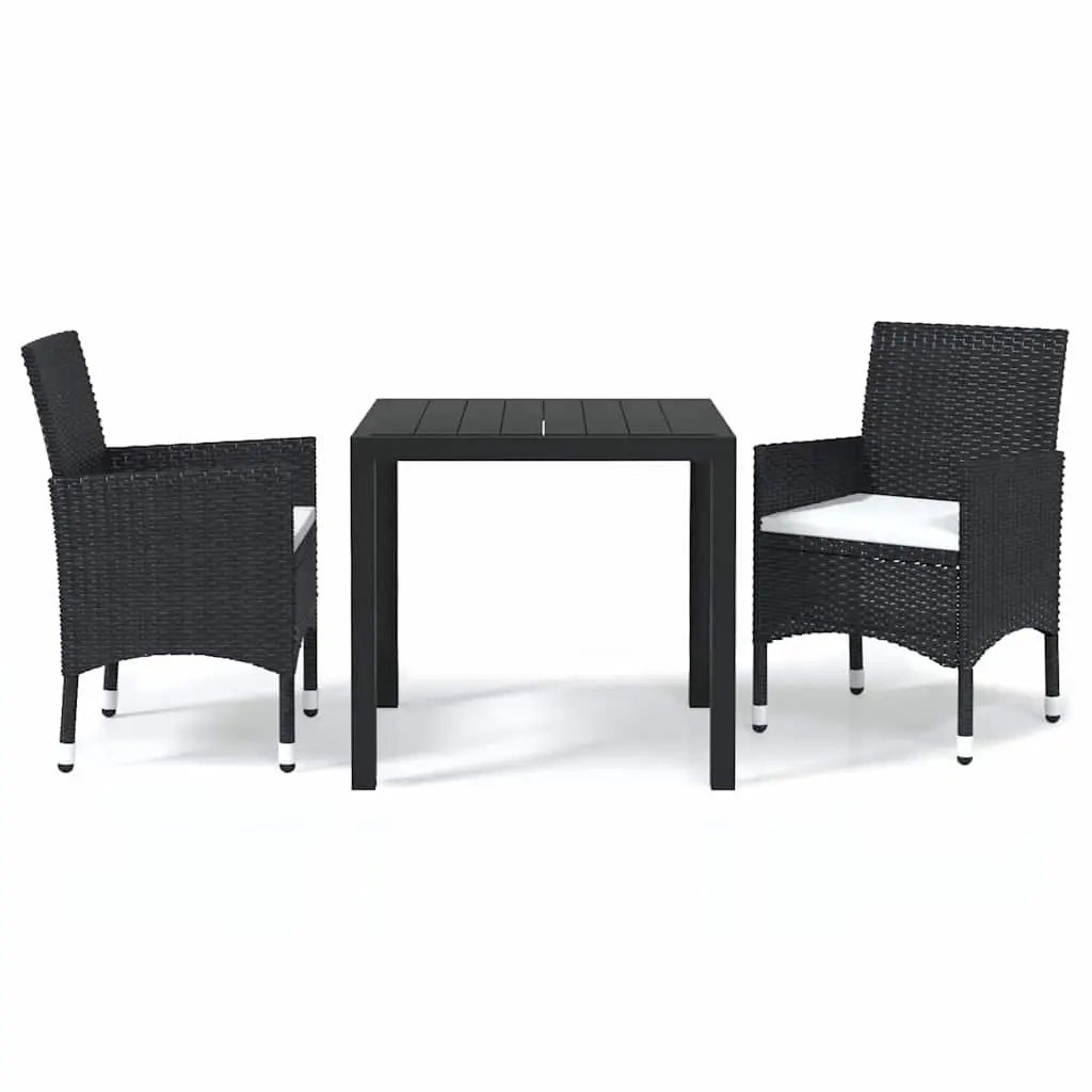 Outdoor Dining Set 3 Piece Garden Furniture PE Rattan Table Chairs with Cushions