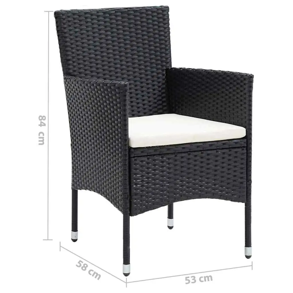 7 Piece Garden Dining Set Outdoor Patio Furniture PE Rattan Black with Cushions