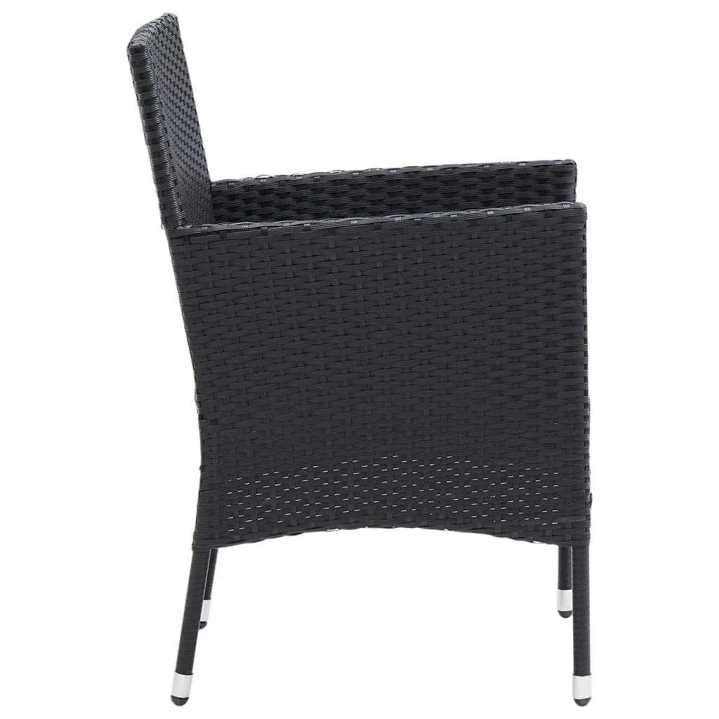 7 Piece Garden Dining Set Outdoor Patio Furniture PE Rattan Black with Cushions