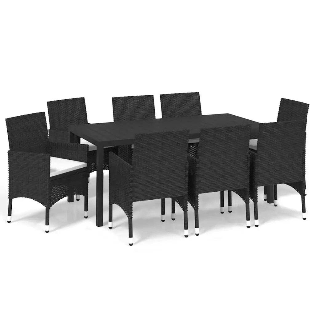 Garden Dining Set 9 Piece Outdoor Patio Furniture Poly Rattan Black Chairs Table