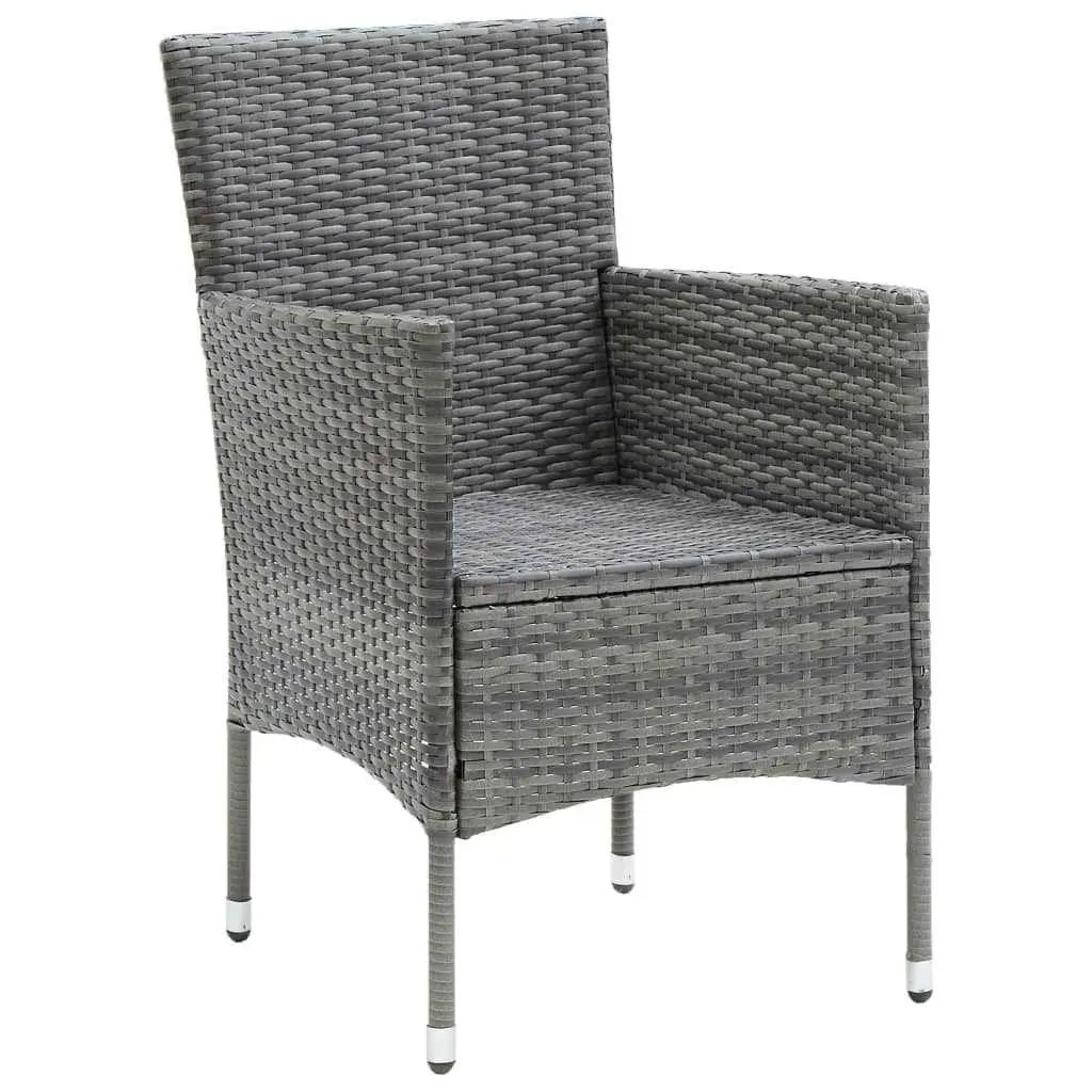 Garden Dining Set 5 Piece PE Rattan Grey Outdoor Patio Furniture with Cushions