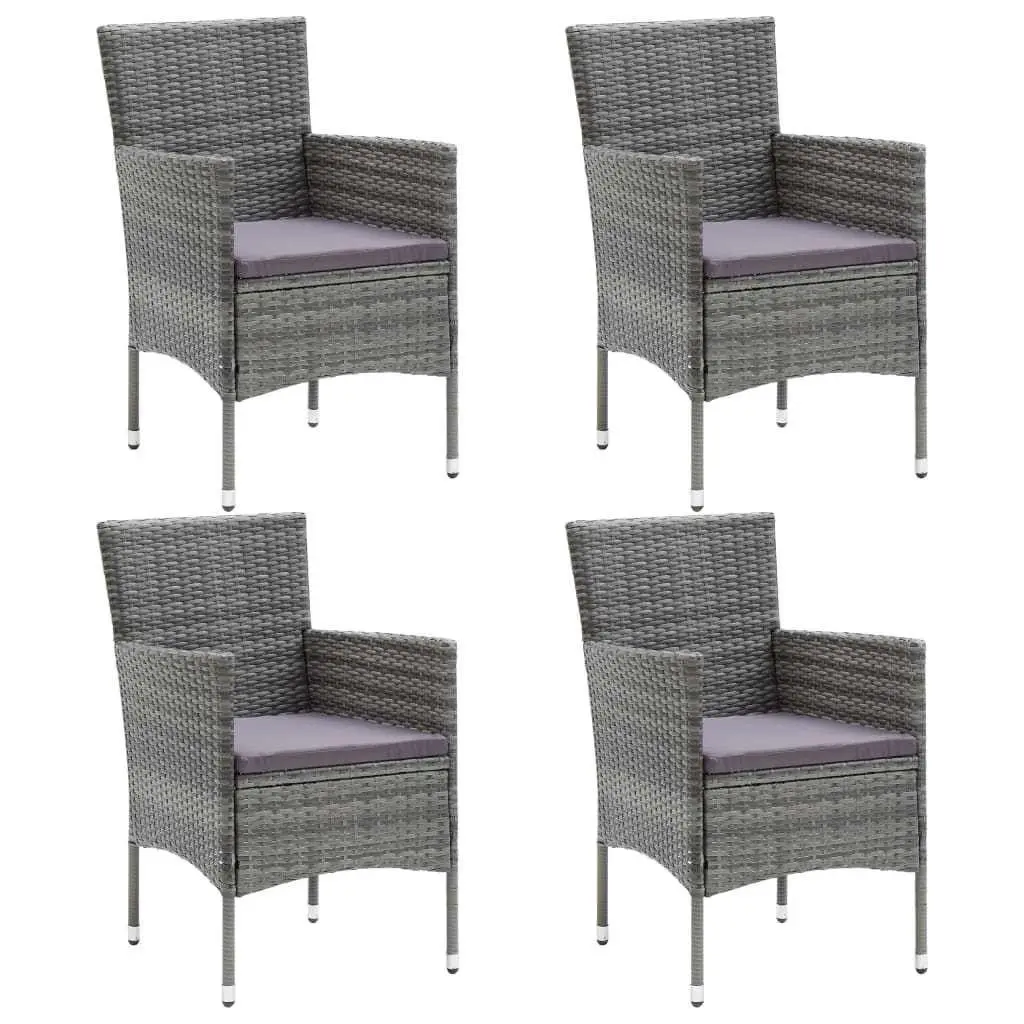 5 Piece Outdoor Dining Set Grey WPC Table Poly Rattan Chairs Lightweight Patio Furniture