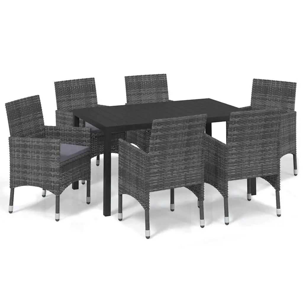 Garden Dining Set PE Rattan Steel Frame 7 Piece Outdoor Furniture Grey