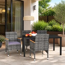 Functional 5-Piece Patio Dining Set with Grey Cushions