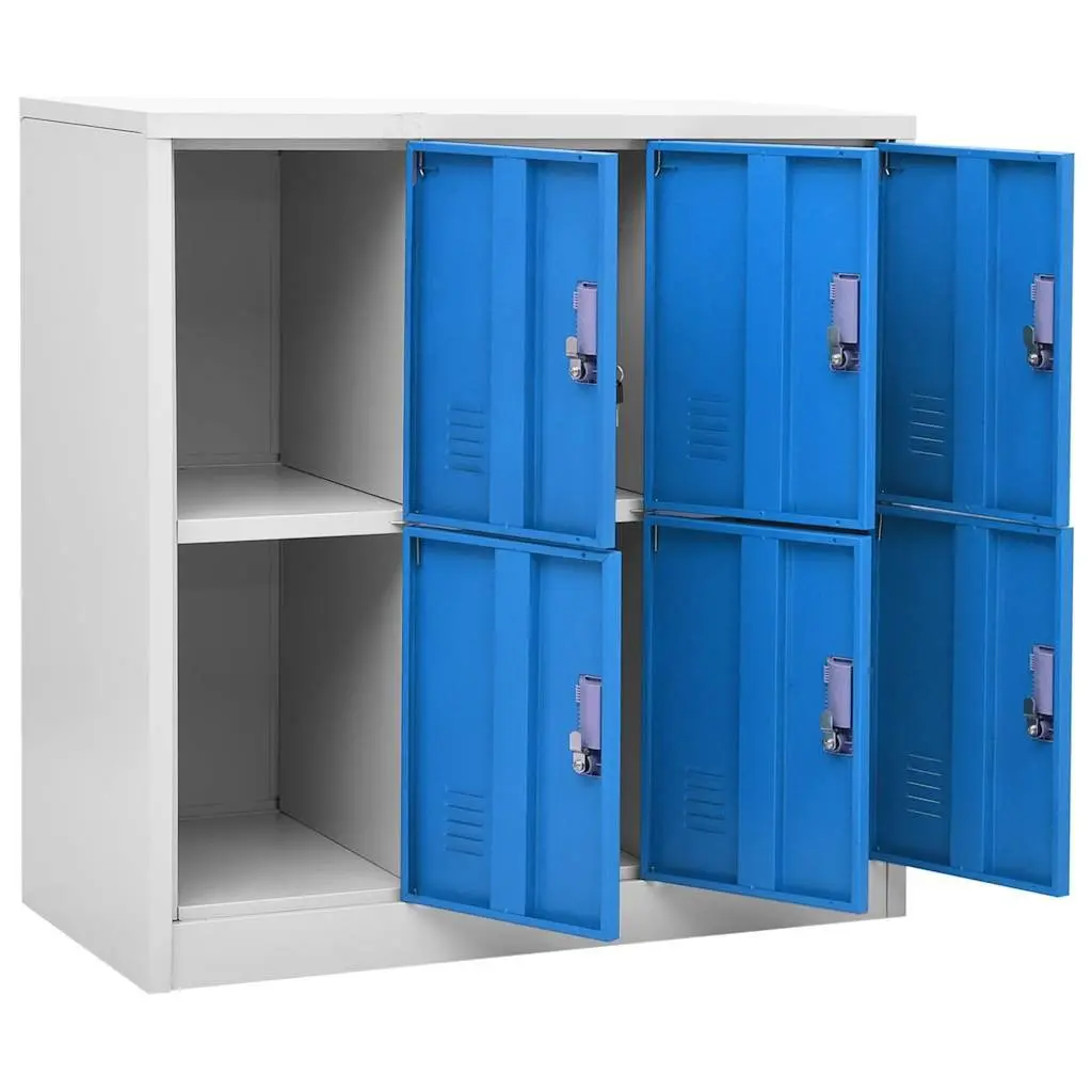 Locker Cabinet Set Steel 5 Piece Lockable Storage Organiser Light Grey and Blue