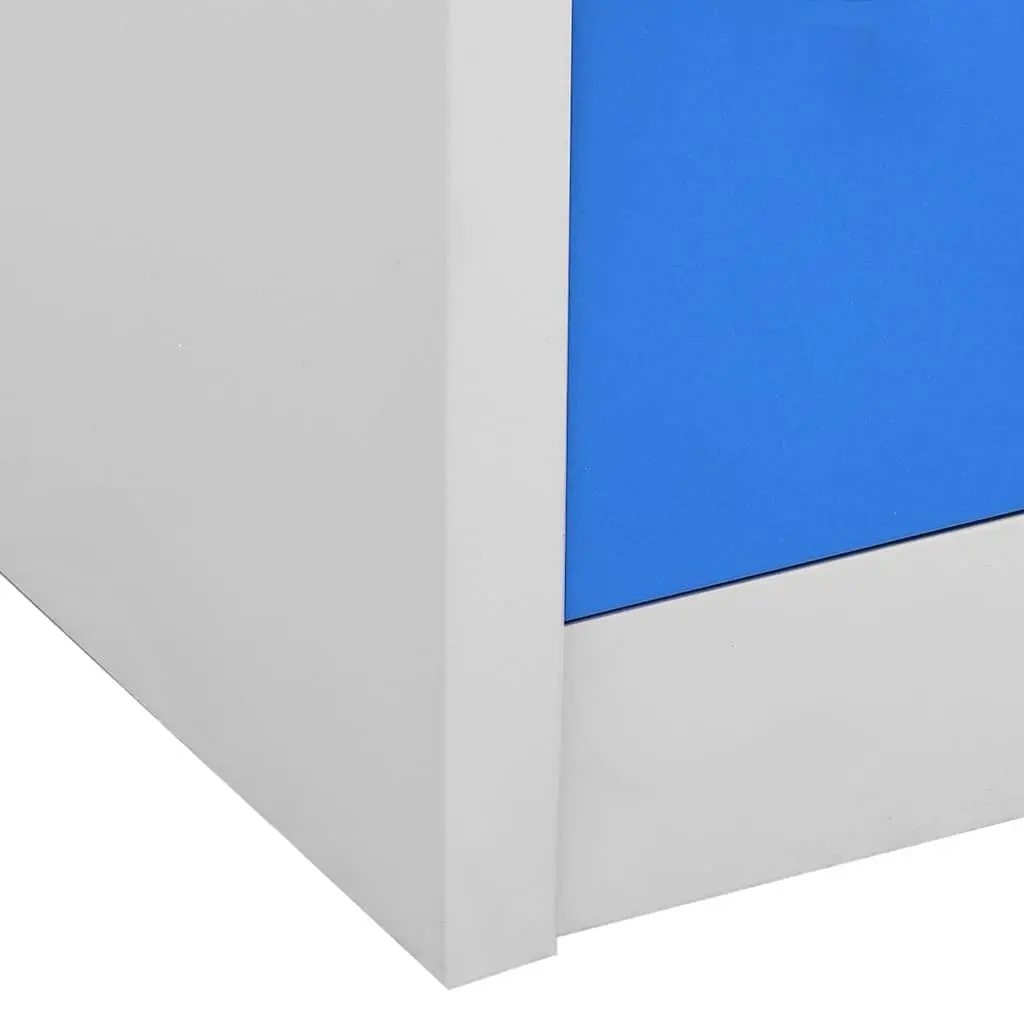 Locker Cabinet Set Steel 5 Piece Lockable Storage Organiser Light Grey and Blue
