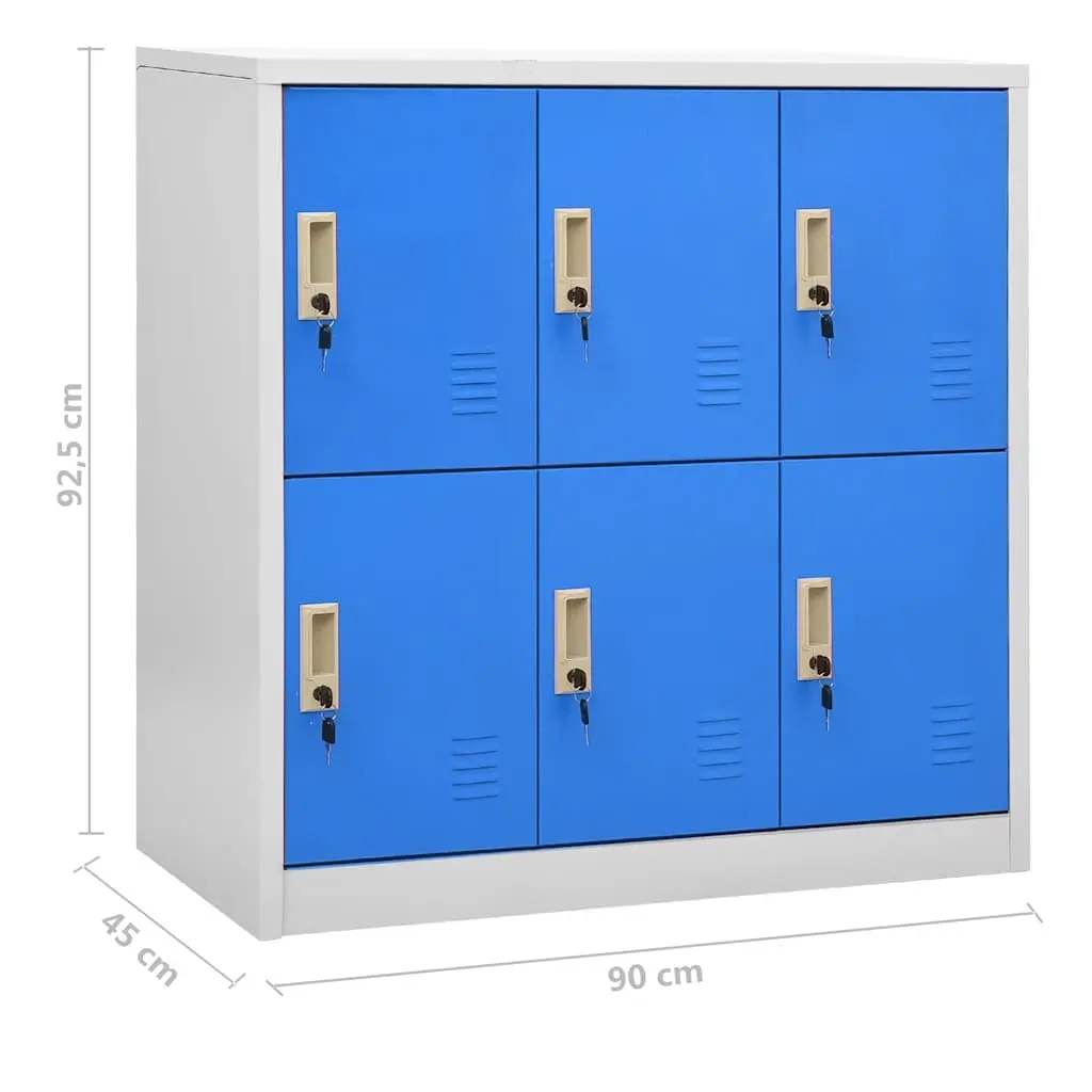 Locker Cabinet Set Steel 5 Piece Lockable Storage Organiser Light Grey and Blue