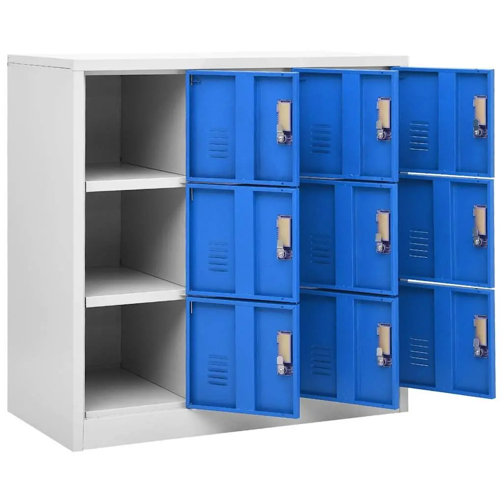 Storage Locker Cabinet Set Steel 90 x 45 x 92.5 cm Light Grey and Blue