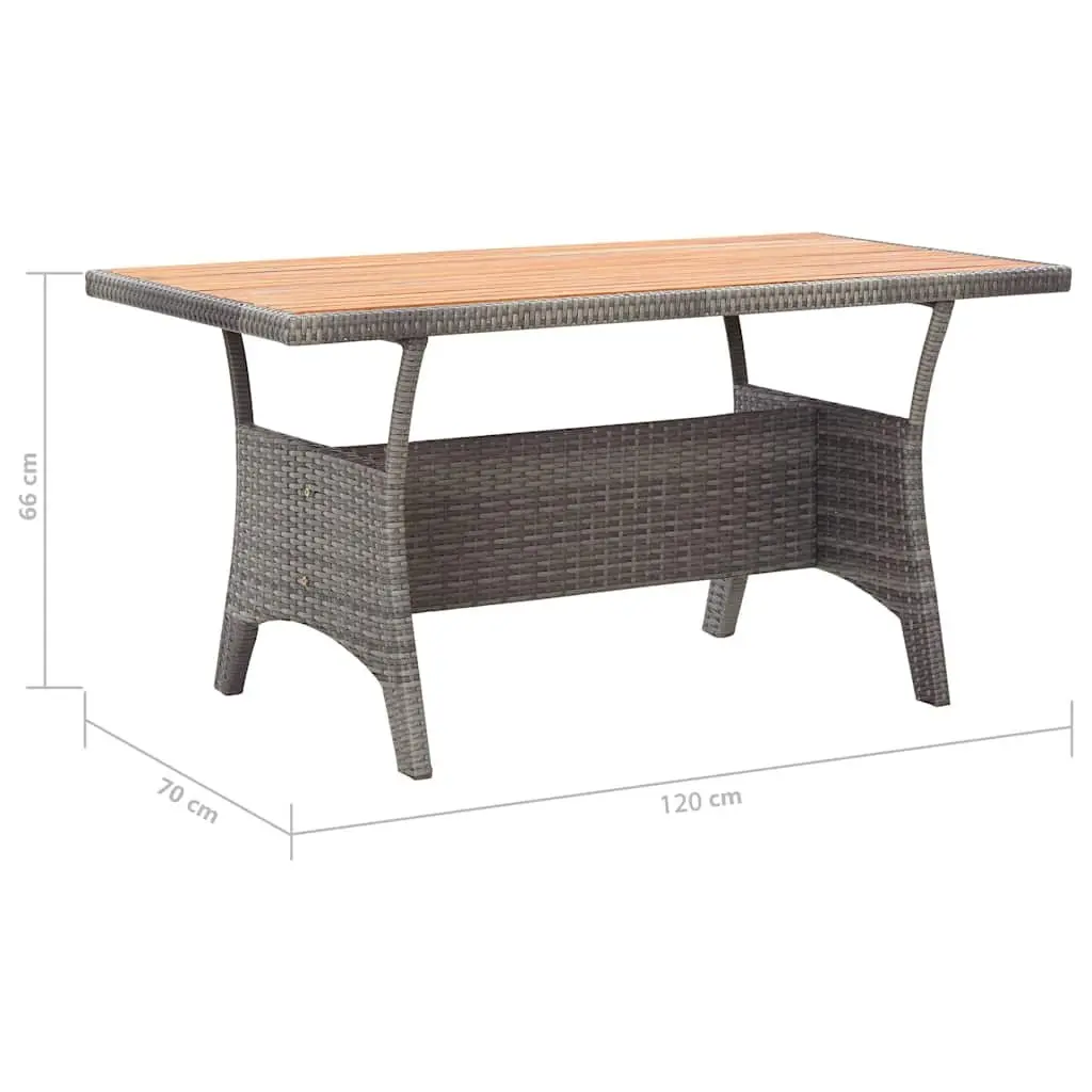Garden Dining Set Poly Rattan Steel Frame 3 Piece Outdoor Patio Furniture Grey