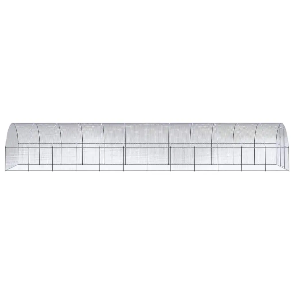 Outdoor Chicken Coop Galvanised Steel 3x12x2m Silver Enclosure Run Poultry Ducks Hens