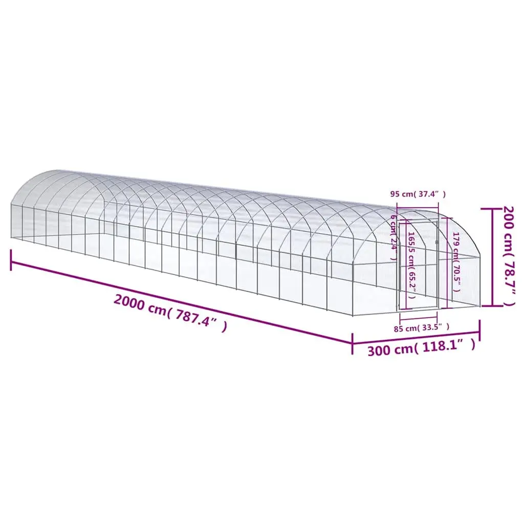 Galvanised Steel Wire Mesh Outdoor Poultry Enclosure 3m x 2m x 20m Chicken Coop Run