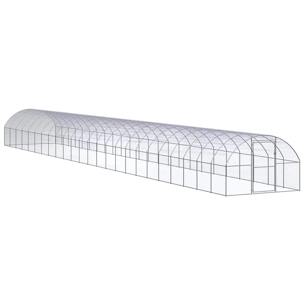 Outdoor Chicken Coop Run Galvanised Steel 3 x 24 x 2 m Silver