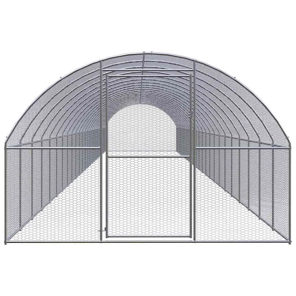 Outdoor Chicken Coop Run Galvanised Steel 3 x 24 x 2 m Silver