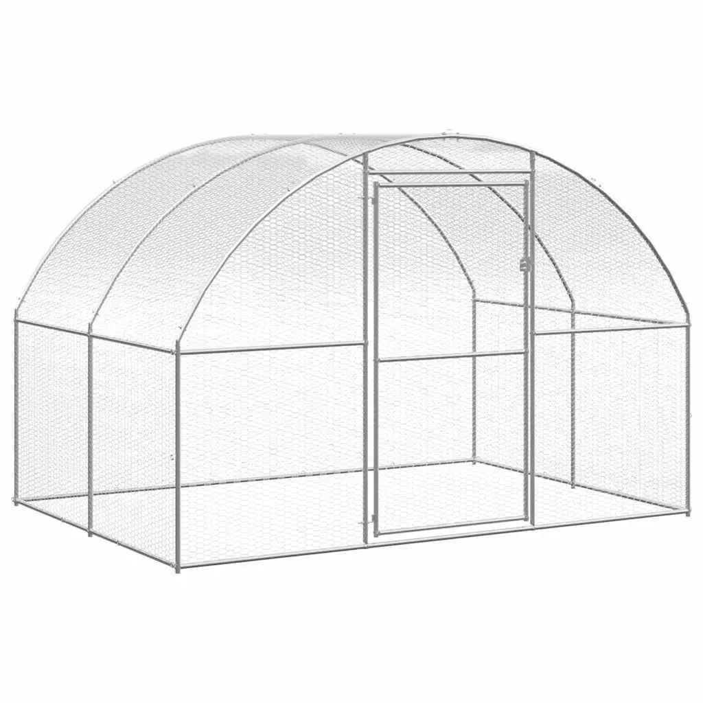Outdoor Chicken Coop Run Galvanised Steel 3 x 24 x 2 m Silver