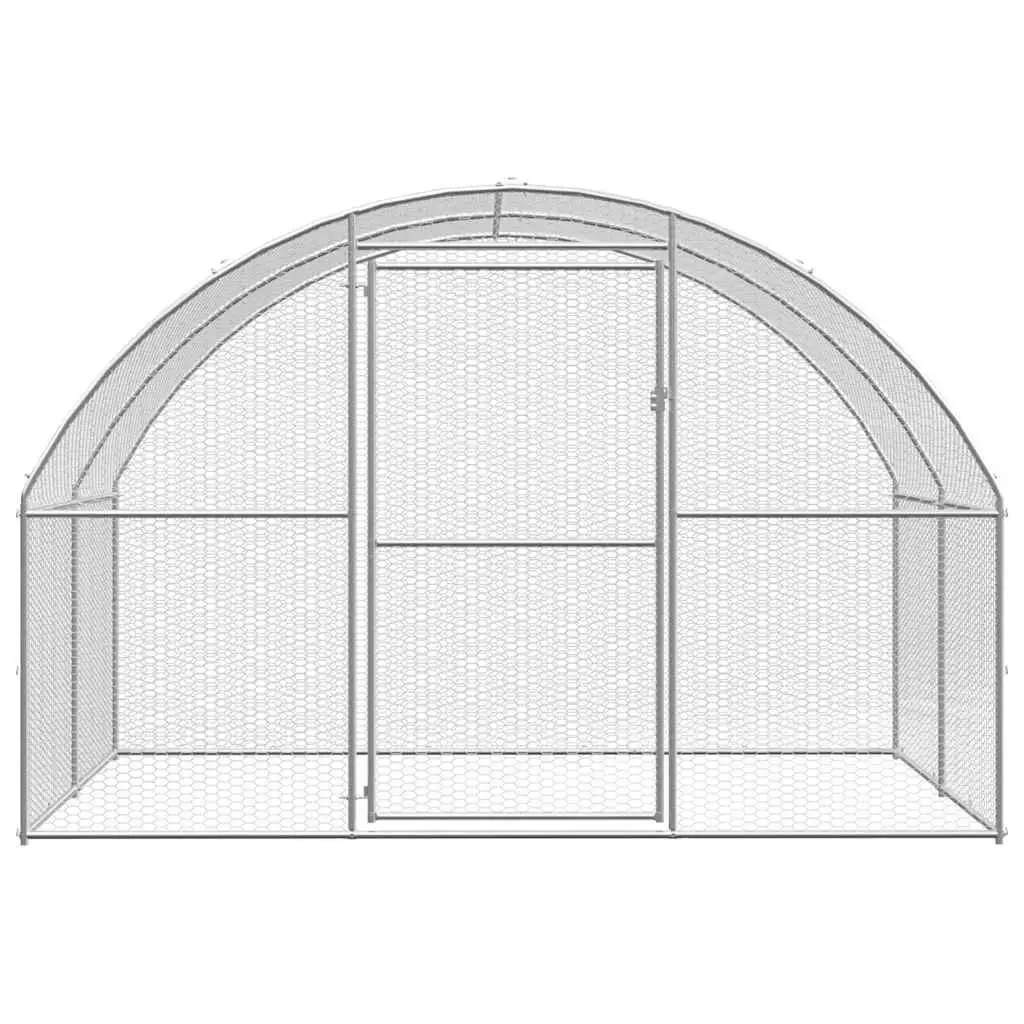 Poultry Enclosure Galvanised Steel 3m x 6m x 2m Silver Outdoor Chicken Coop for Hens and Ducks