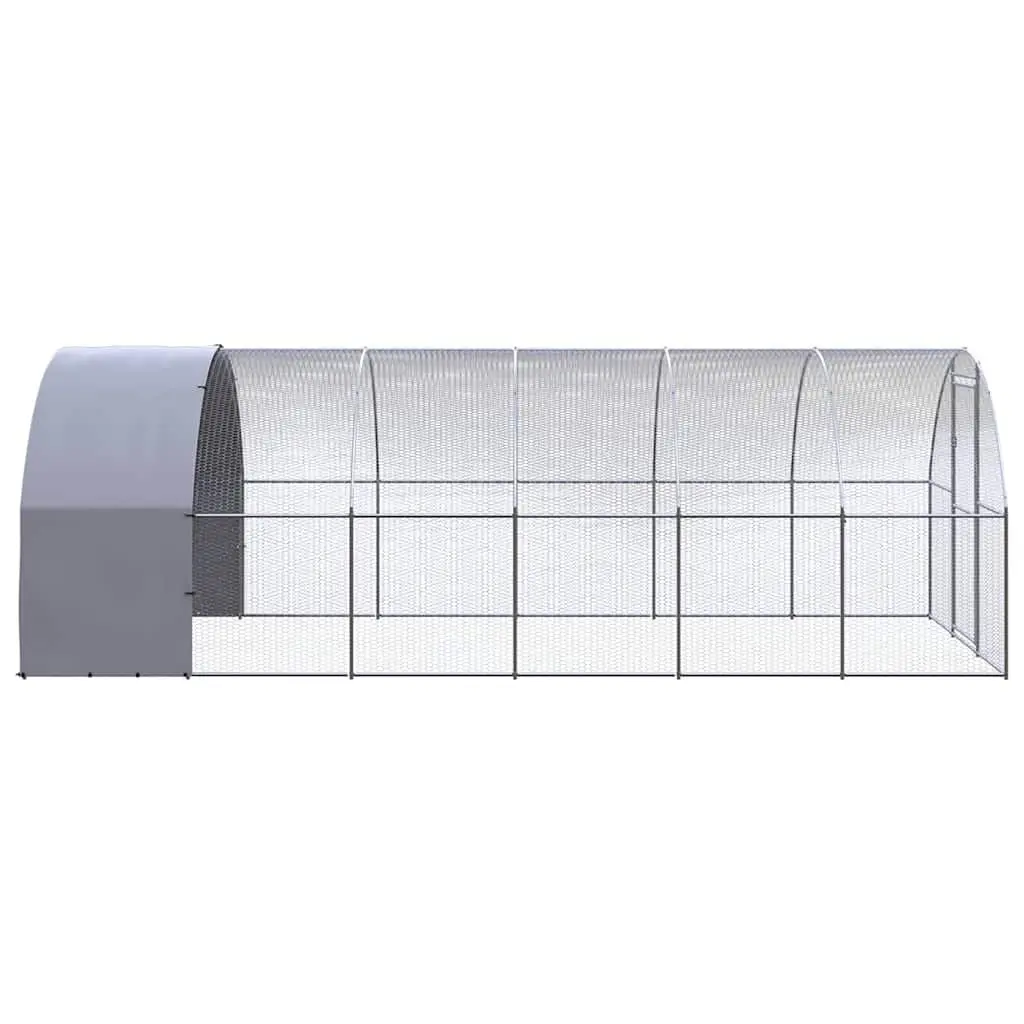 Poultry Enclosure Galvanised Steel 3m x 6m x 2m Silver Outdoor Chicken Coop for Hens and Ducks