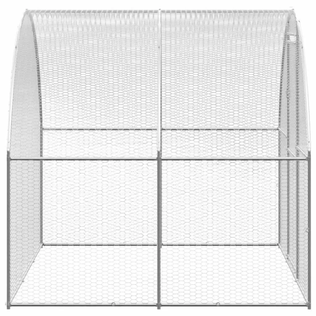 Poultry Enclosure Galvanised Steel 3m x 6m x 2m Silver Outdoor Chicken Coop for Hens and Ducks