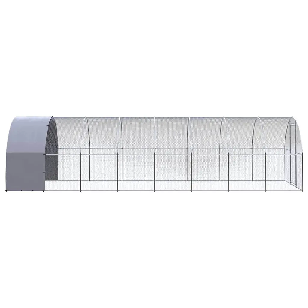 Outdoor Chicken Coop Galvanised Steel 3x8x2m Silver Enclosure Run Housing for Poultry