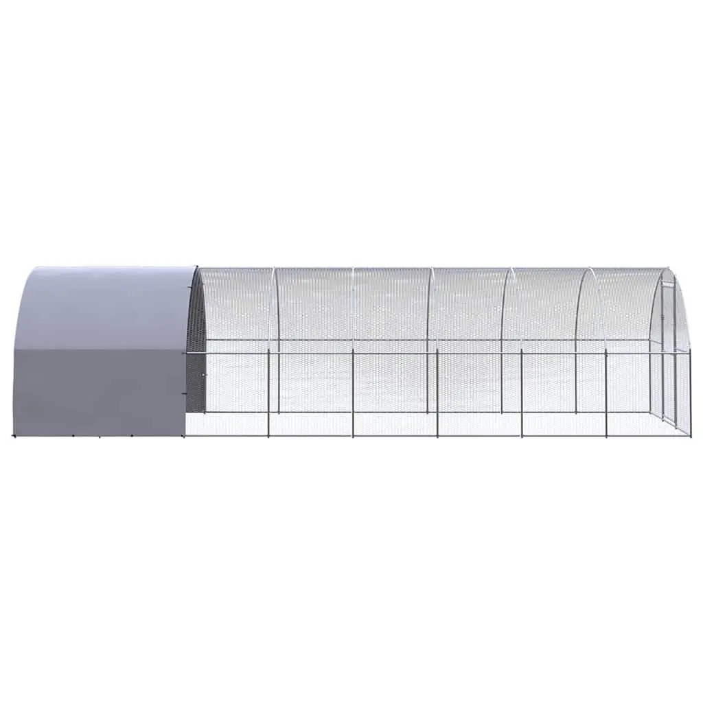 Outdoor Chicken Coop Galvanised Steel 3x8x2m Silver Enclosure Run Housing for Poultry