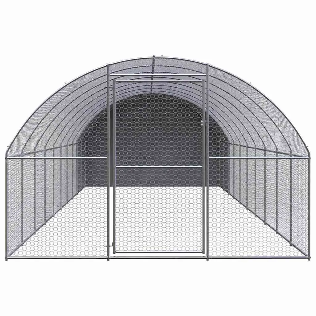 Chicken Coop Galvanized Steel Silver 3x10x2m Outdoor Poultry Run Enclosure for Hens Ducks