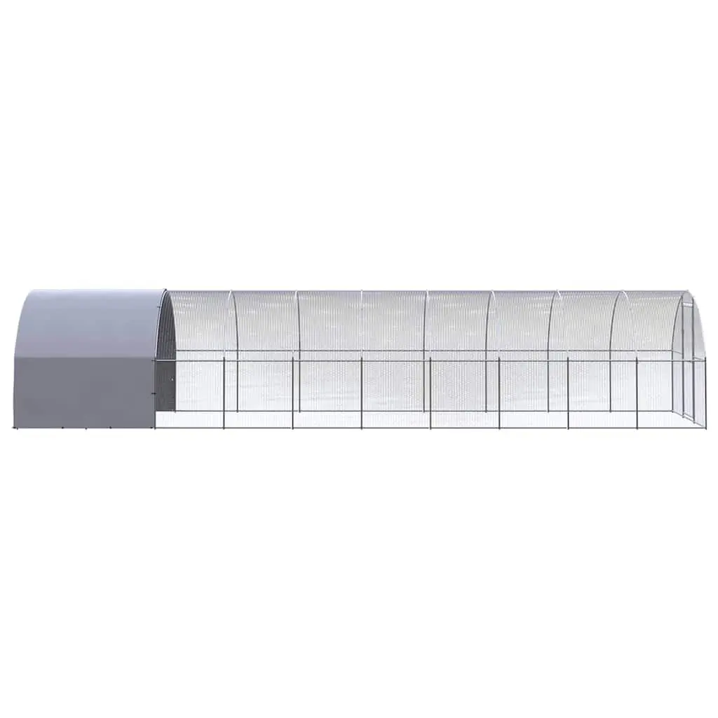 Chicken Coop Galvanized Steel Silver 3x10x2m Outdoor Poultry Run Enclosure for Hens Ducks