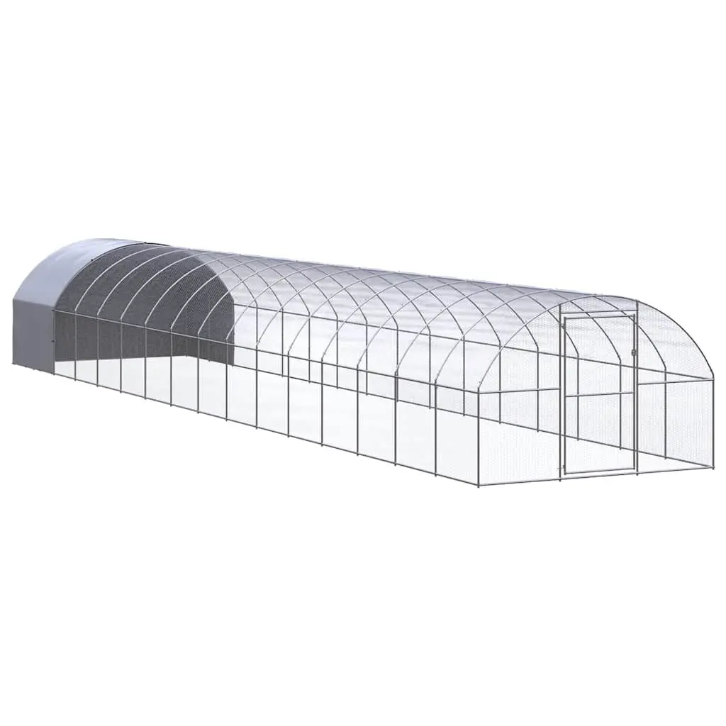 Outdoor Poultry Run Enclosure Galvanised Steel Wire Mesh Silver 3m x 16m x 2m