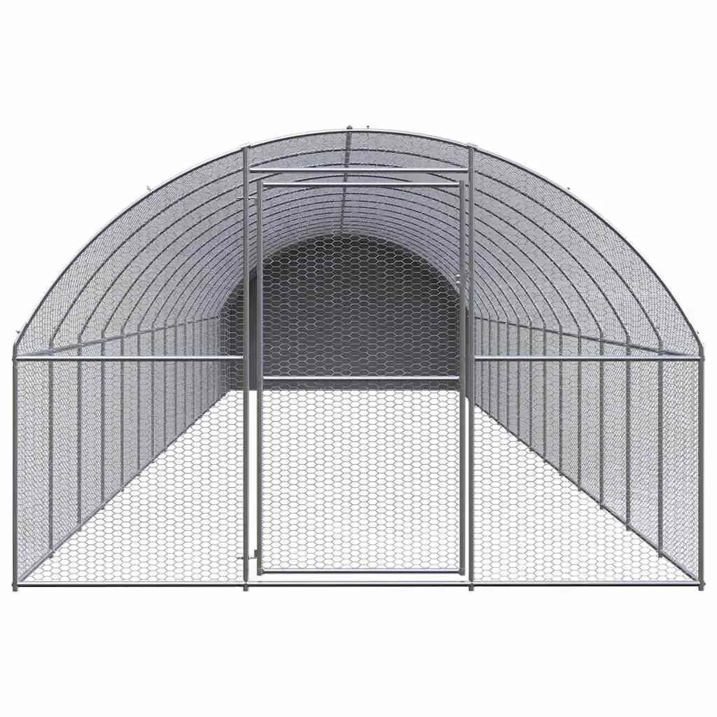 Outdoor Poultry Run Enclosure Galvanised Steel Wire Mesh Silver 3m x 16m x 2m