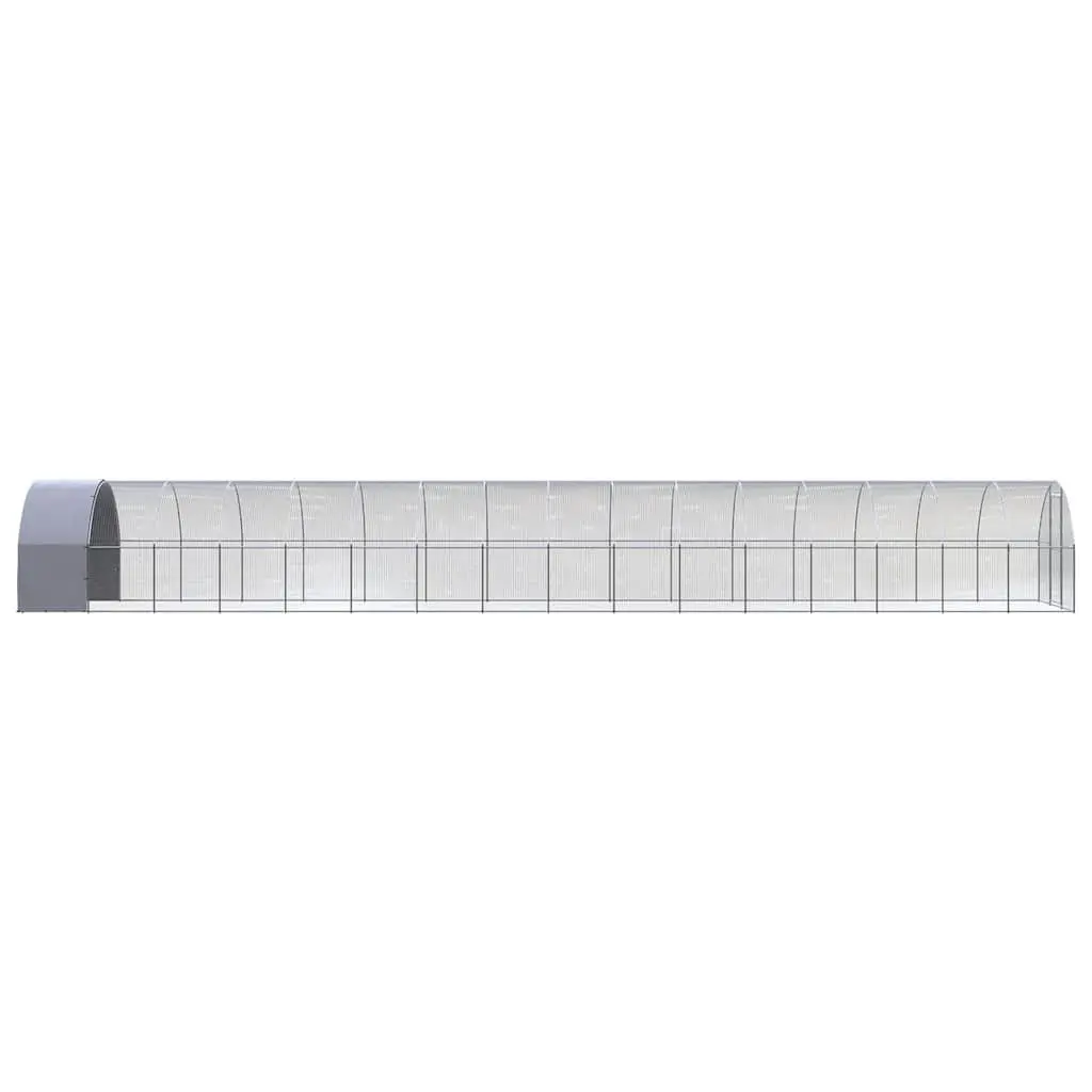 Outdoor Poultry Run Enclosure Galvanised Steel Wire Mesh Silver 3m x 16m x 2m