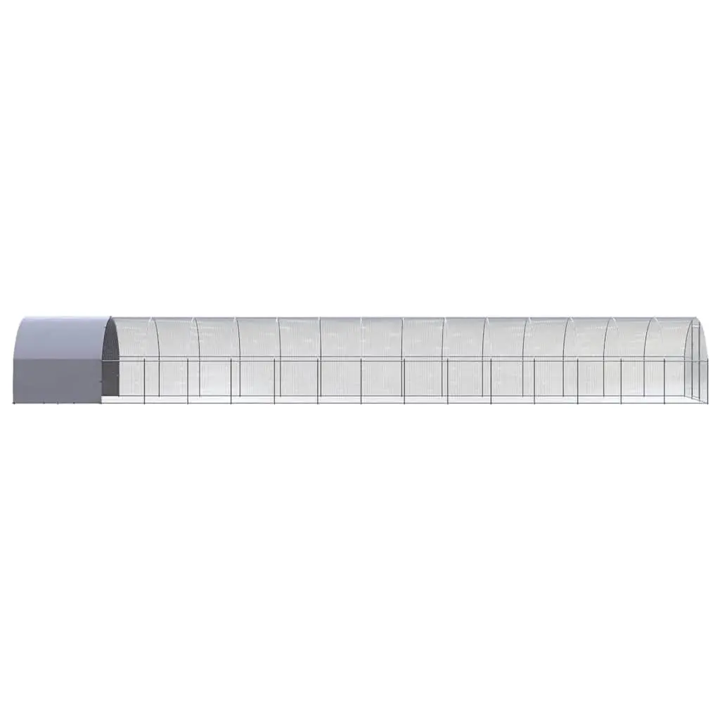 Outdoor Poultry Run Enclosure Galvanised Steel Wire Mesh Silver 3m x 16m x 2m