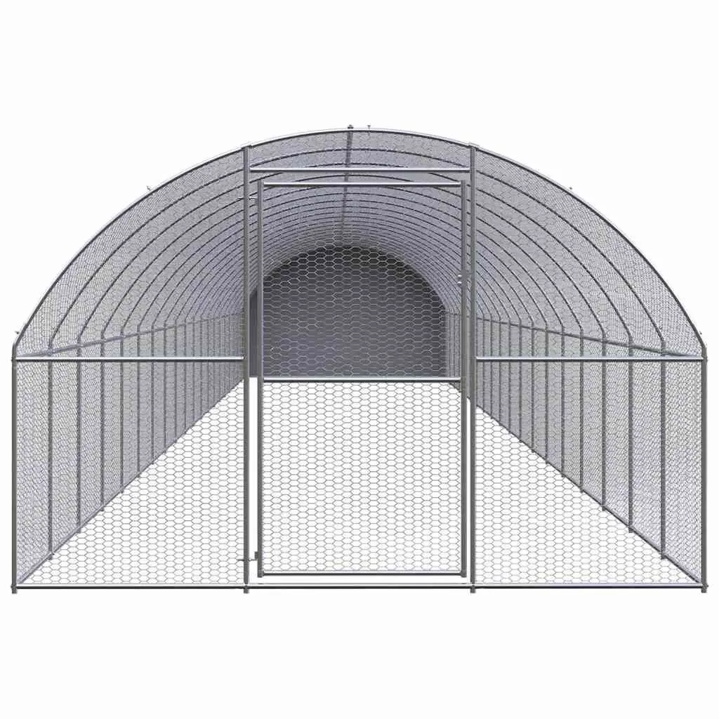 Outdoor Chicken Coop Galvanised Steel 3x20x2m Silver Poultry Run Enclosure