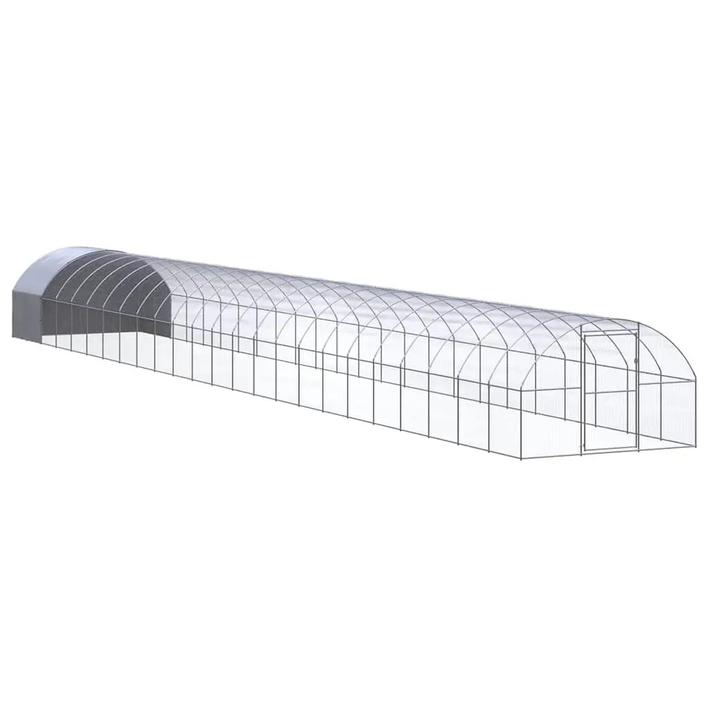 Chicken Coop Galvanised Steel 3x24x2m Silver Poultry Run Enclosure Large