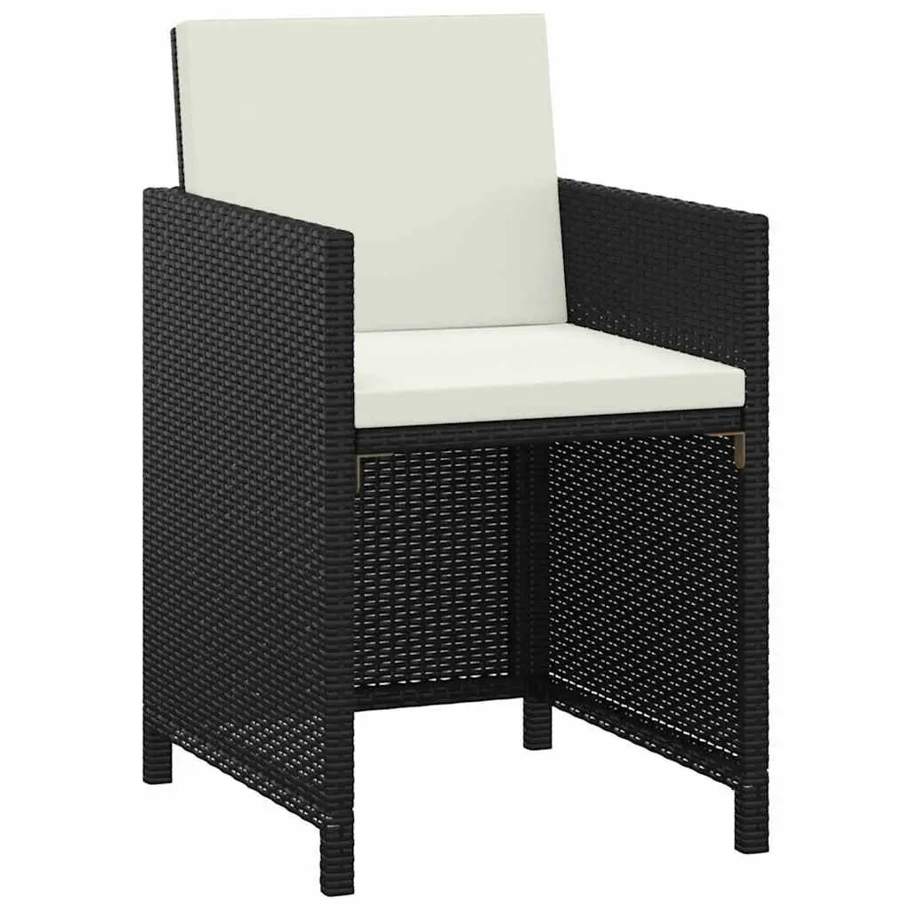 Outdoor Dining Set PE Rattan 3 Piece Garden Furniture Black Glass Table Chairs