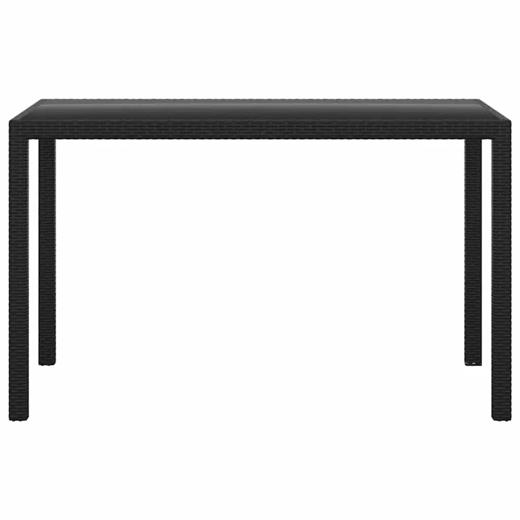 Outdoor Dining Set PE Rattan 3 Piece Garden Furniture Black Glass Table Chairs