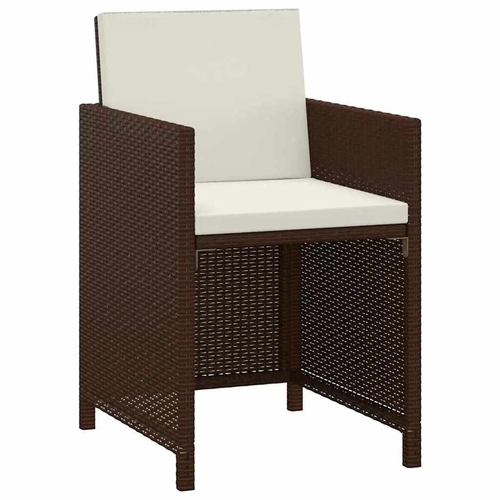 3 Piece Garden Dining Set Poly Rattan Outdoor Table Chairs with Cushions Brown
